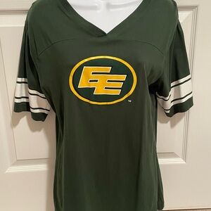 Green V-Neck Sports Tee with Logo